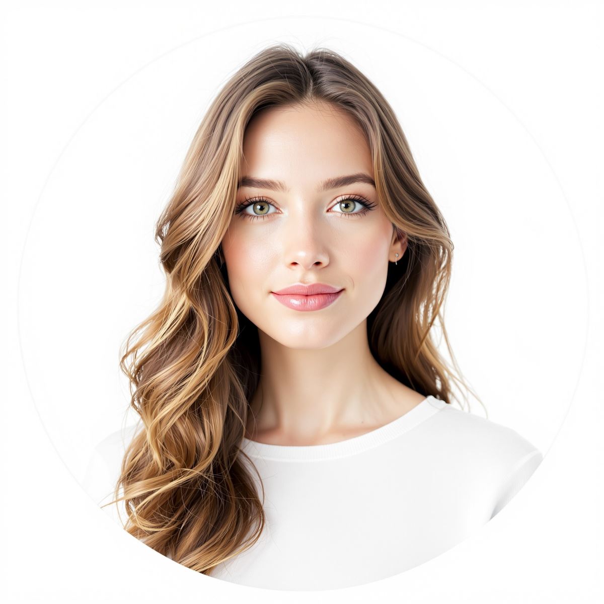 white profile picture style avatar with clean energy and focused identity tone